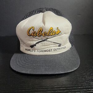 Cabelas Vintage Trucker Cap Hat Mesh‎ Back Snapback Shotgun Fishing Retro
